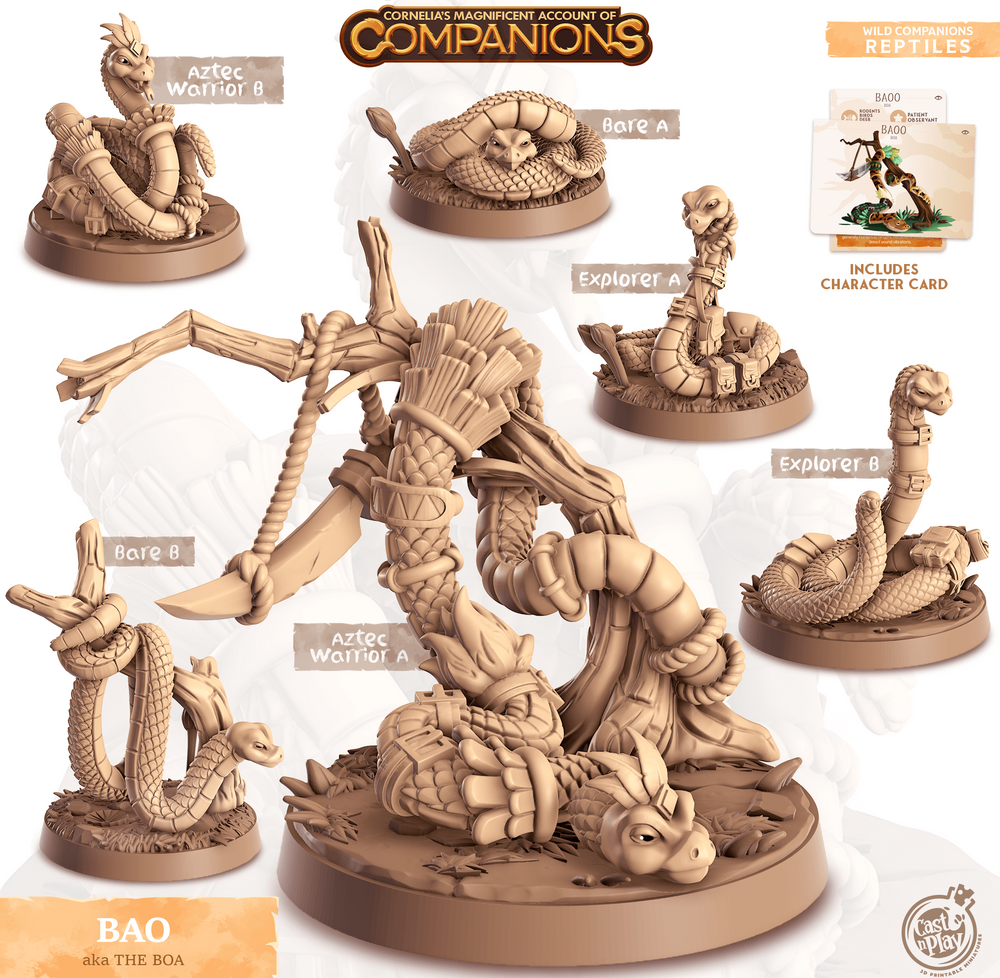 3D Printed Cast n Play Bao - The Boa Companions 28mm 32mm D&D (Online Only)