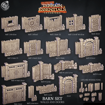 3D Printed Cast n Play Barn Walls and Doors Terrain Essentials 28mm 32mm D&D (Online Only)