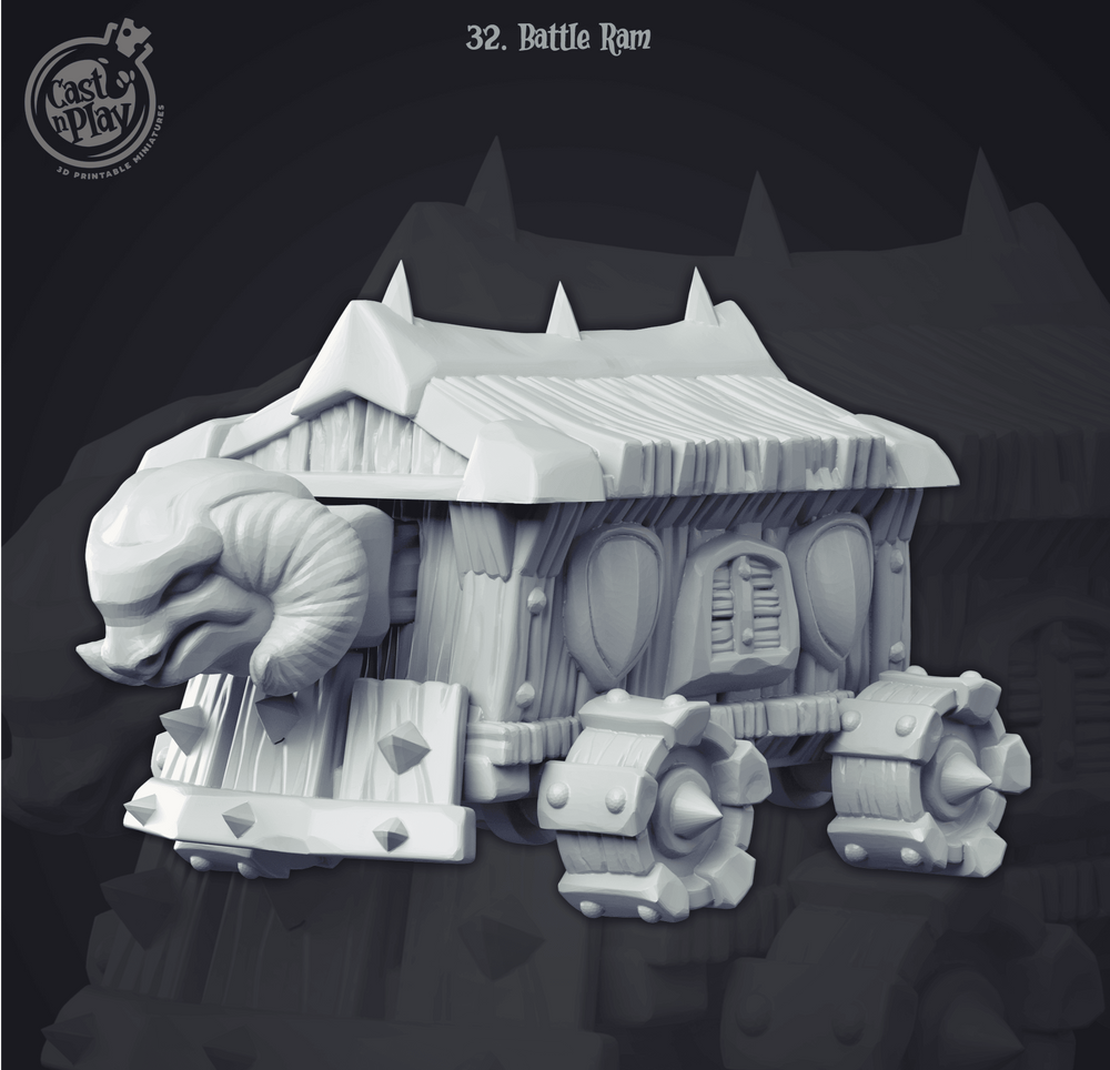 3D Printed Cast n Play Battle Ram 28mm 32mm D&D (Online Only)