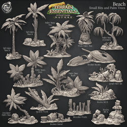 3D Printed Cast n Play Beach Small Bits and Palm Trees Terrain Essentials Nature 28mm 32mm D&D (Online Only)