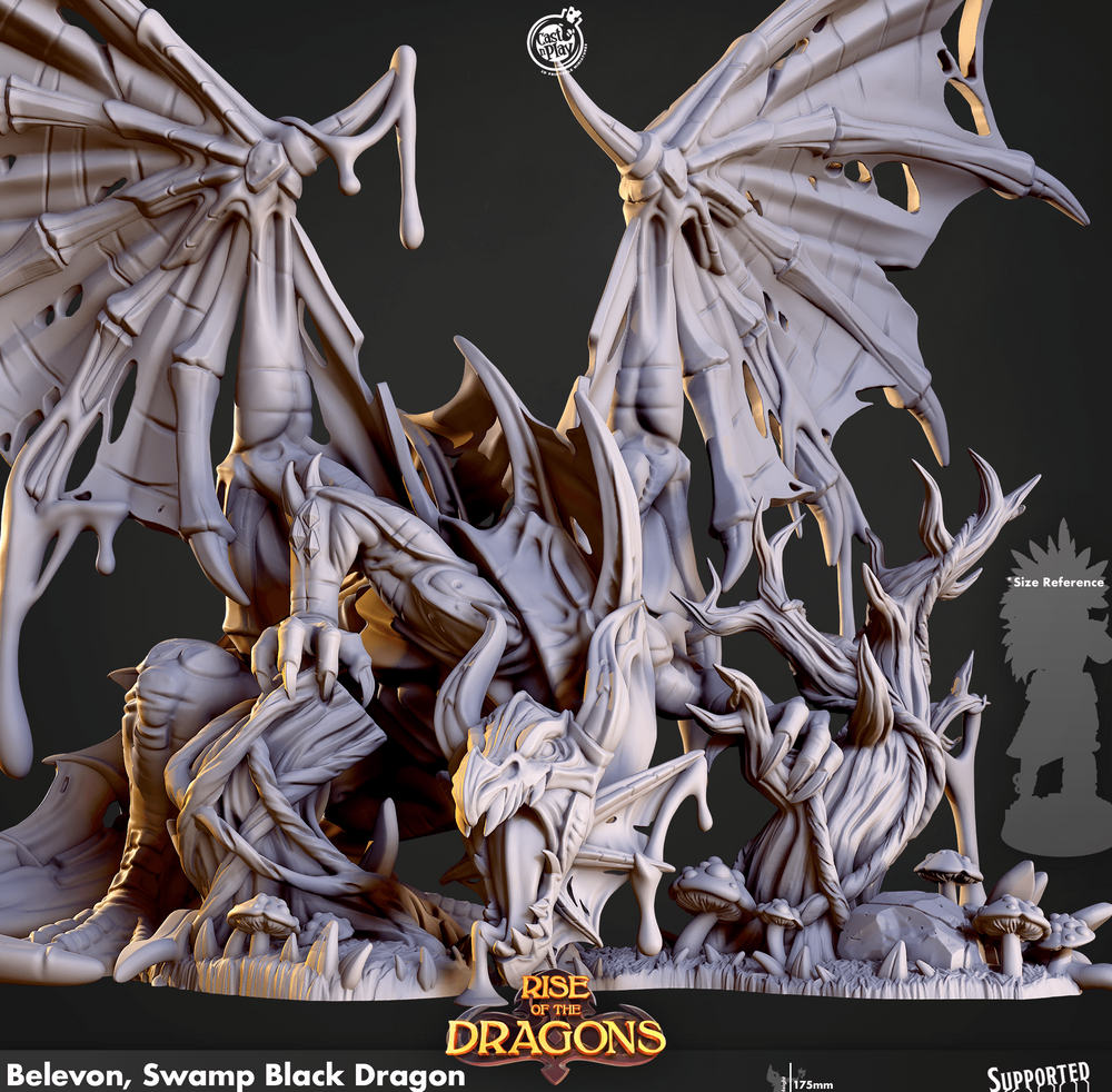 3D Printed Cast n Play Belevon Swamp Black Dragon Rise of the Dragons 28 32mm D&D (Online Only)