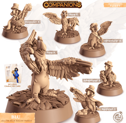 3D Printed Cast n Play Blu - Blue Macaw Parrot Companions 28mm 32mm D&D (Online Only)