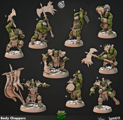 3D Printed Cast n Play Body Choppers Iron Skull Orcs 28mm 32mm D&D (Online Only)