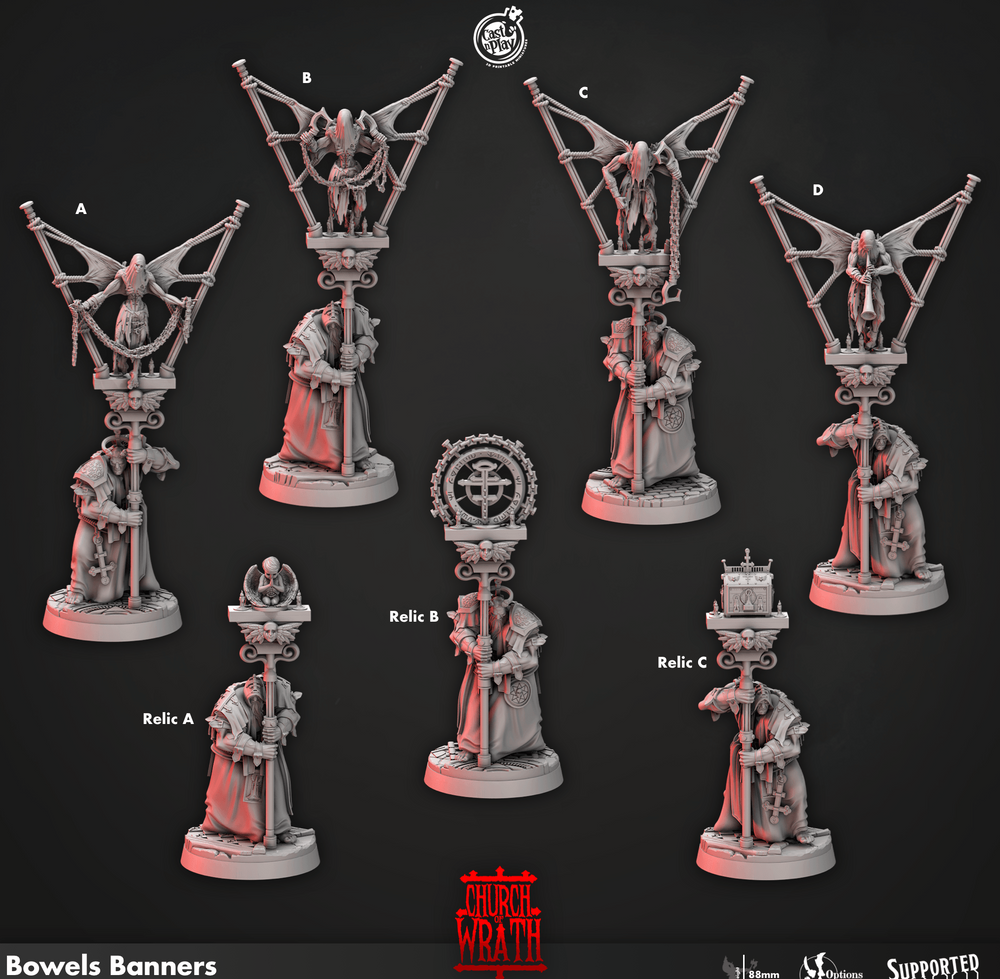 3D Printed Cast n Play Bowels Banners Church of Wrath 28mm 32mm D&D (Online Only)