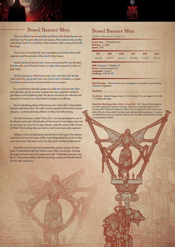 3D Printed Cast n Play Bowels Banners Church of Wrath 28mm 32mm D&D (Online Only)