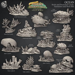 3D Printed Cast n Play Brain and Branched Corals, Anemones and Bock Bits Ocean Terrain Set Terrain Essentials Nature 28mm 32mm D&D (Online Only)