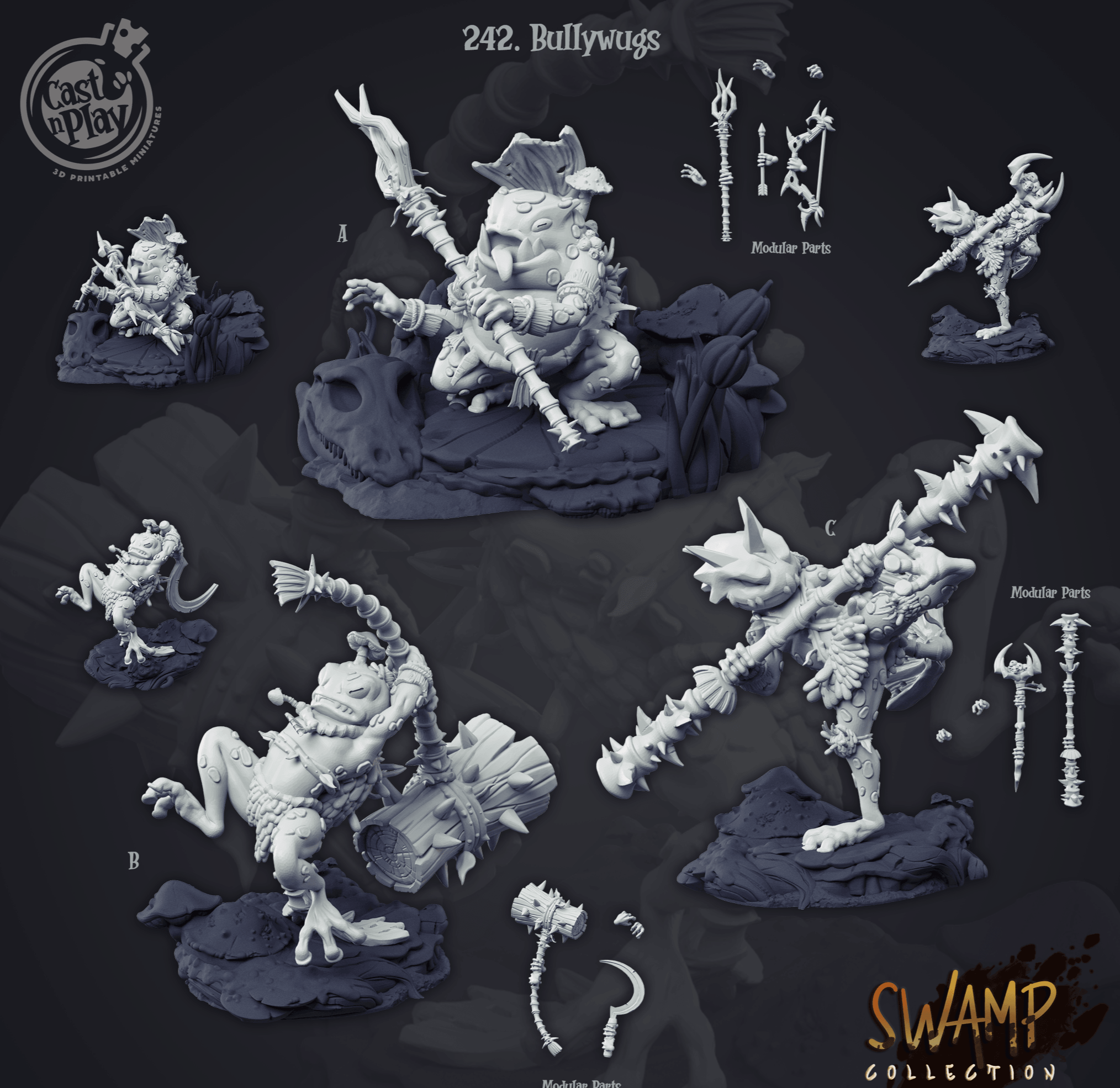 3D Printed Cast n Play Bullywugs Set Swamp Collection 28mm 32mm D&D (Online Only)