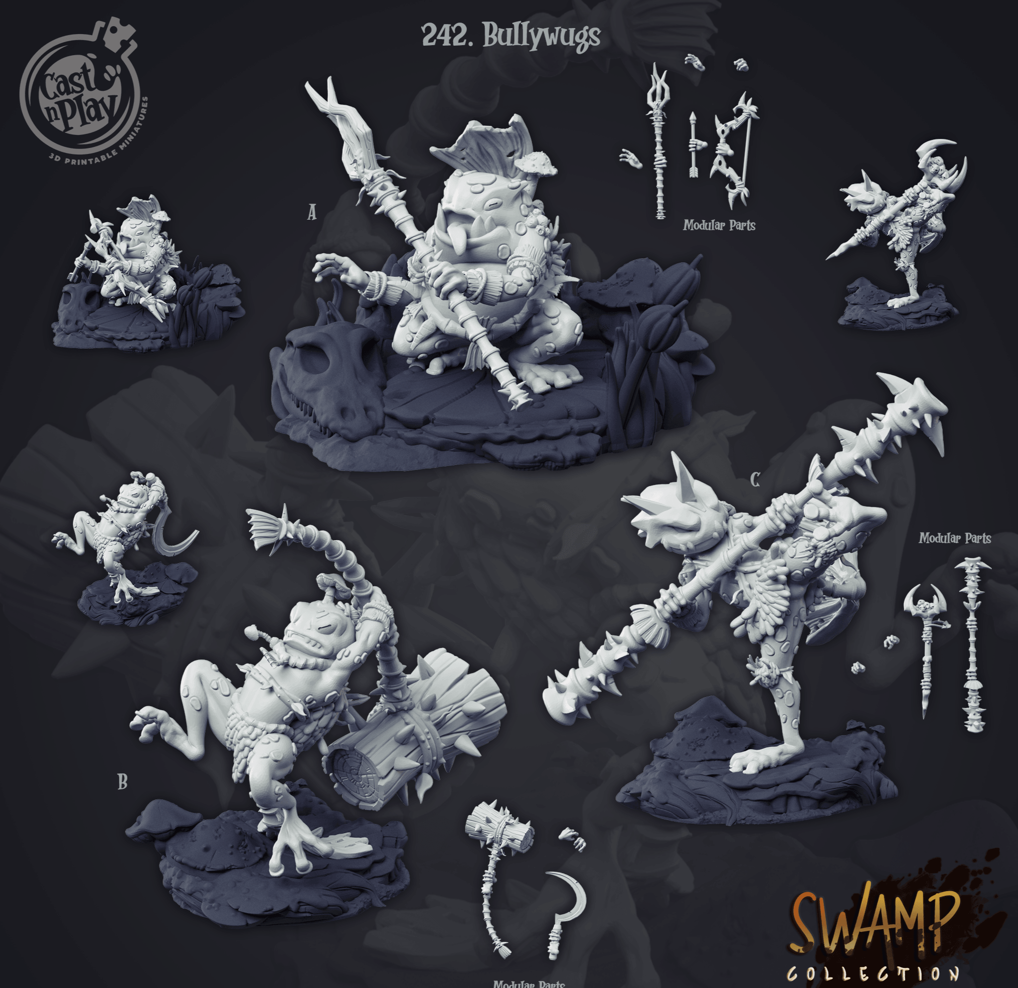 3D Printed Cast n Play Bullywugs Swamp Collection 28mm 32mm D&D (Online Only)