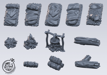 3D Printed Cast n Play - Camp Props 28mm 32mm D&D (Online Only)