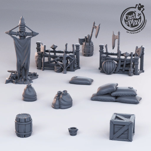 3D Printed Cast n Play - Camp Weapons and Props 28mm 32mm D&D (Online Only)