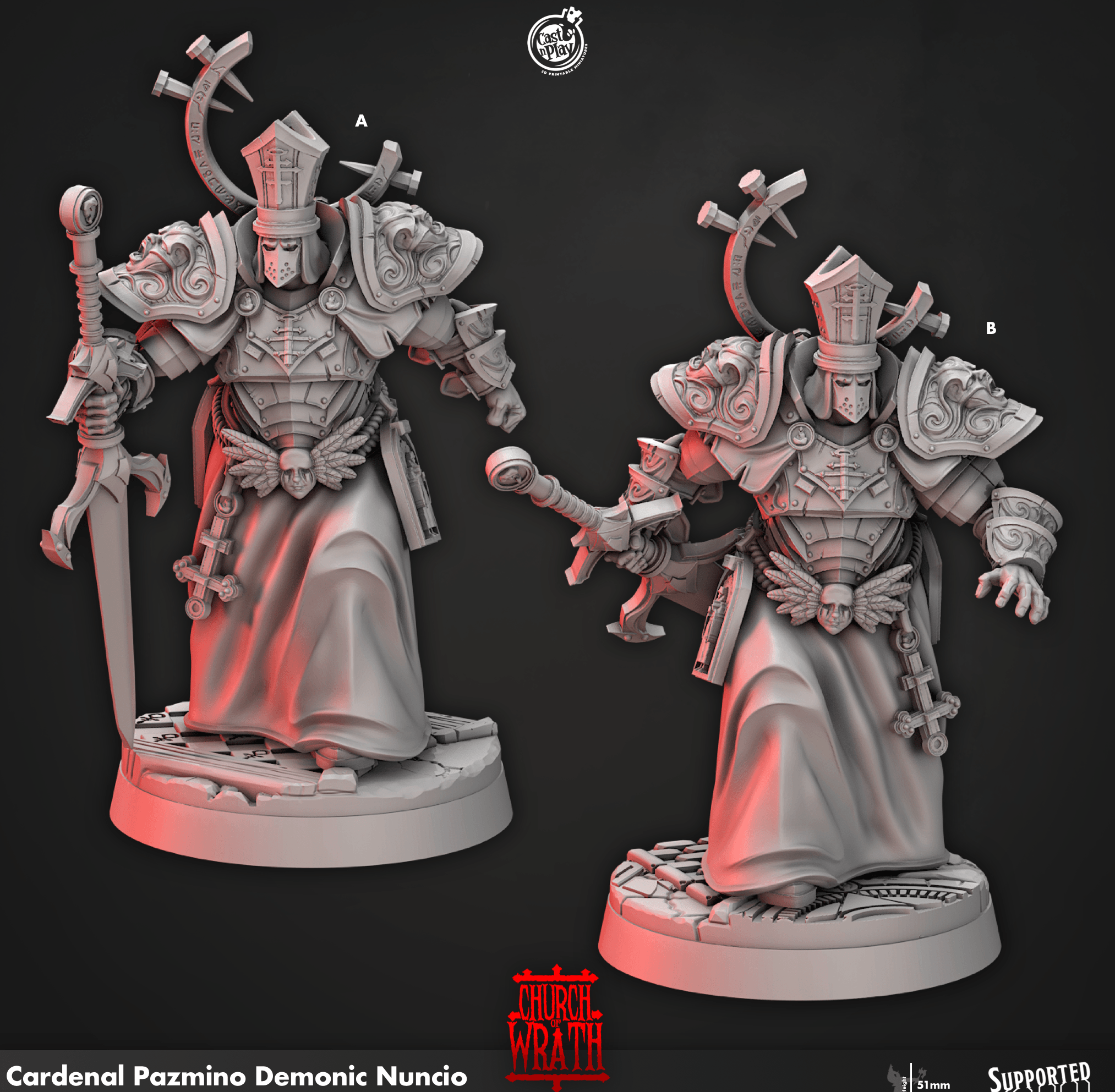 3D Printed Cast n Play Cardinal Pazmino Demonic Nuncio Church of Wrath 28mm 32mm D&D (Online Only)