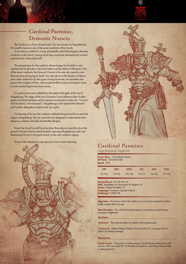 3D Printed Cast n Play Cardinal Pazmino Demonic Nuncio Church of Wrath 28mm 32mm D&D (Online Only)