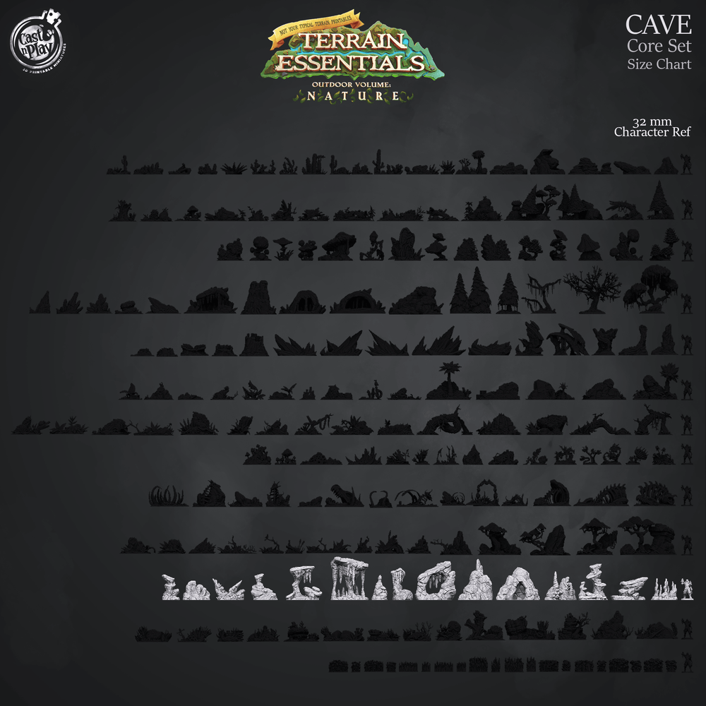 3D Printed Cast n Play Cave Core Terrain Set Terrain Essentials Nature 28mm 32mm D&D (Online Only)