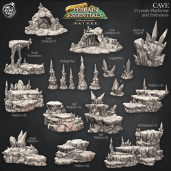 3D Printed Cast n Play Cave Crystals, Platforms and Entrances Set Terrain Essentials Nature 28mm 32mm D&D (Online Only)