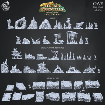 3D Printed Cast n Play Cave Crystals, Platforms and Entrances Set Terrain Essentials Nature 28mm 32mm D&D (Online Only)