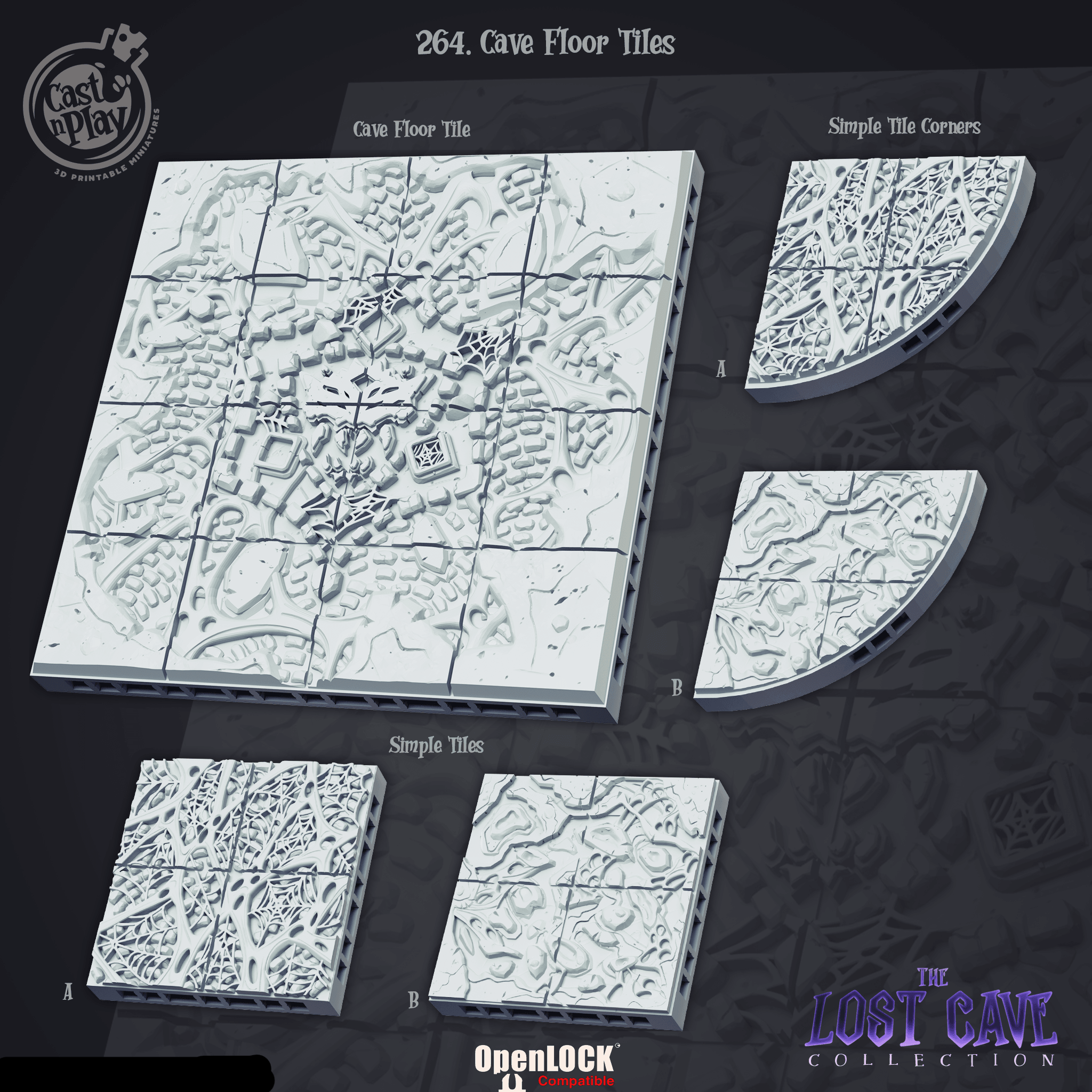 3D Printed Cast n Play Cave Floor Tiles 28mm 32mm D&D (Online Only)