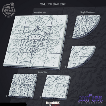 3D Printed Cast n Play Cave Floor Tiles 28mm 32mm D&D (Online Only)