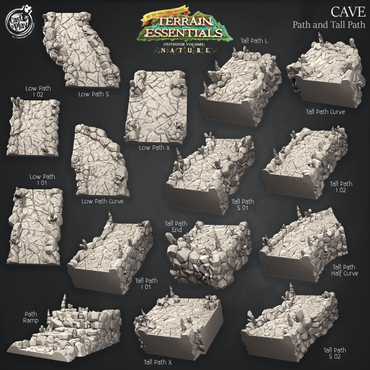 3D Printed Cast n Play Cave Path and Tall Path Set Terrain Essentials Nature 28mm 32mm D&D (Online Only)