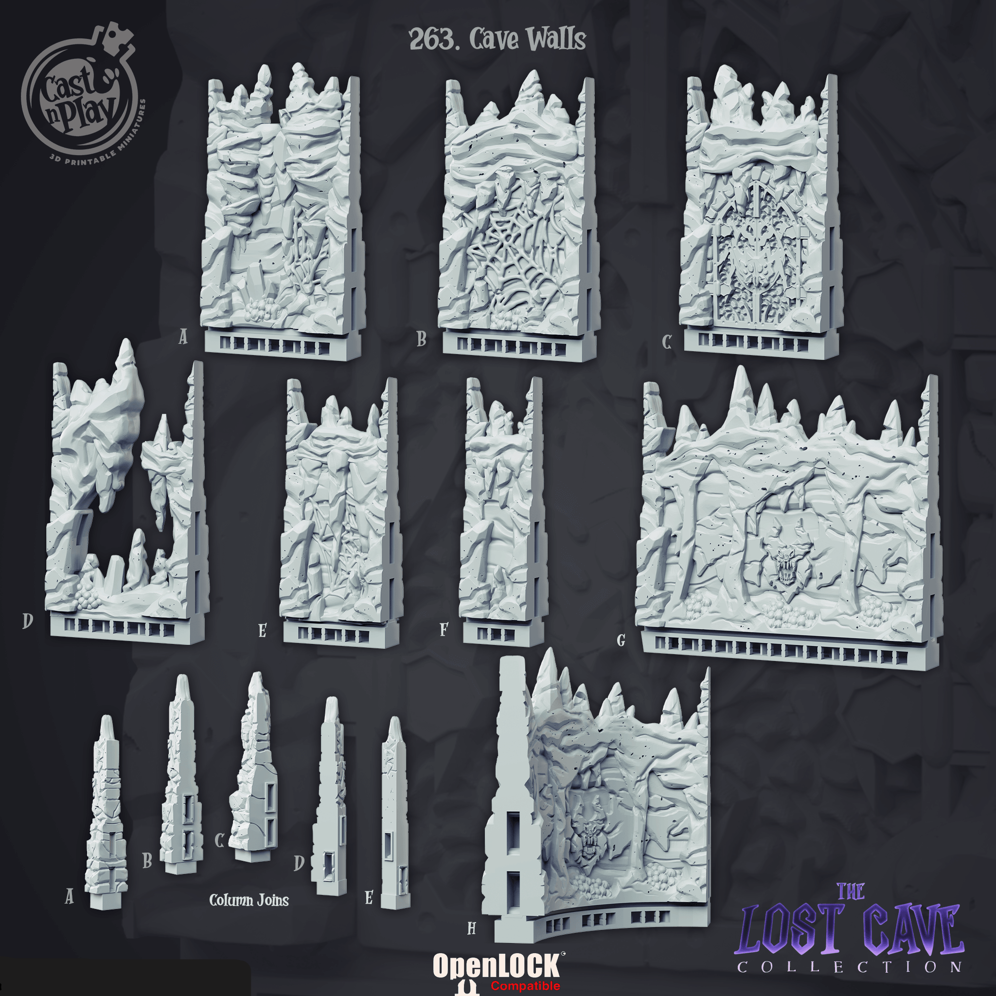 3D Printed Cast n Play Cave Walls & Spider Webs 28mm 32mm D&D (Online Only)