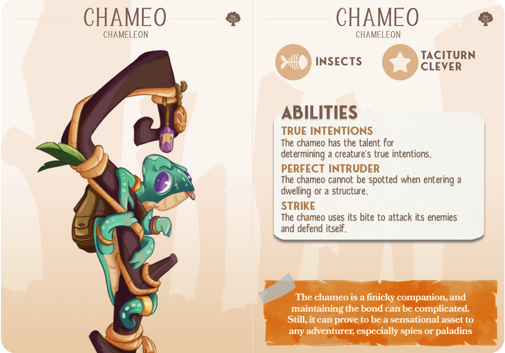 3D Printed Cast n Play Chameo - Chamaleon Companions 28mm 32mm D&D (Online Only)