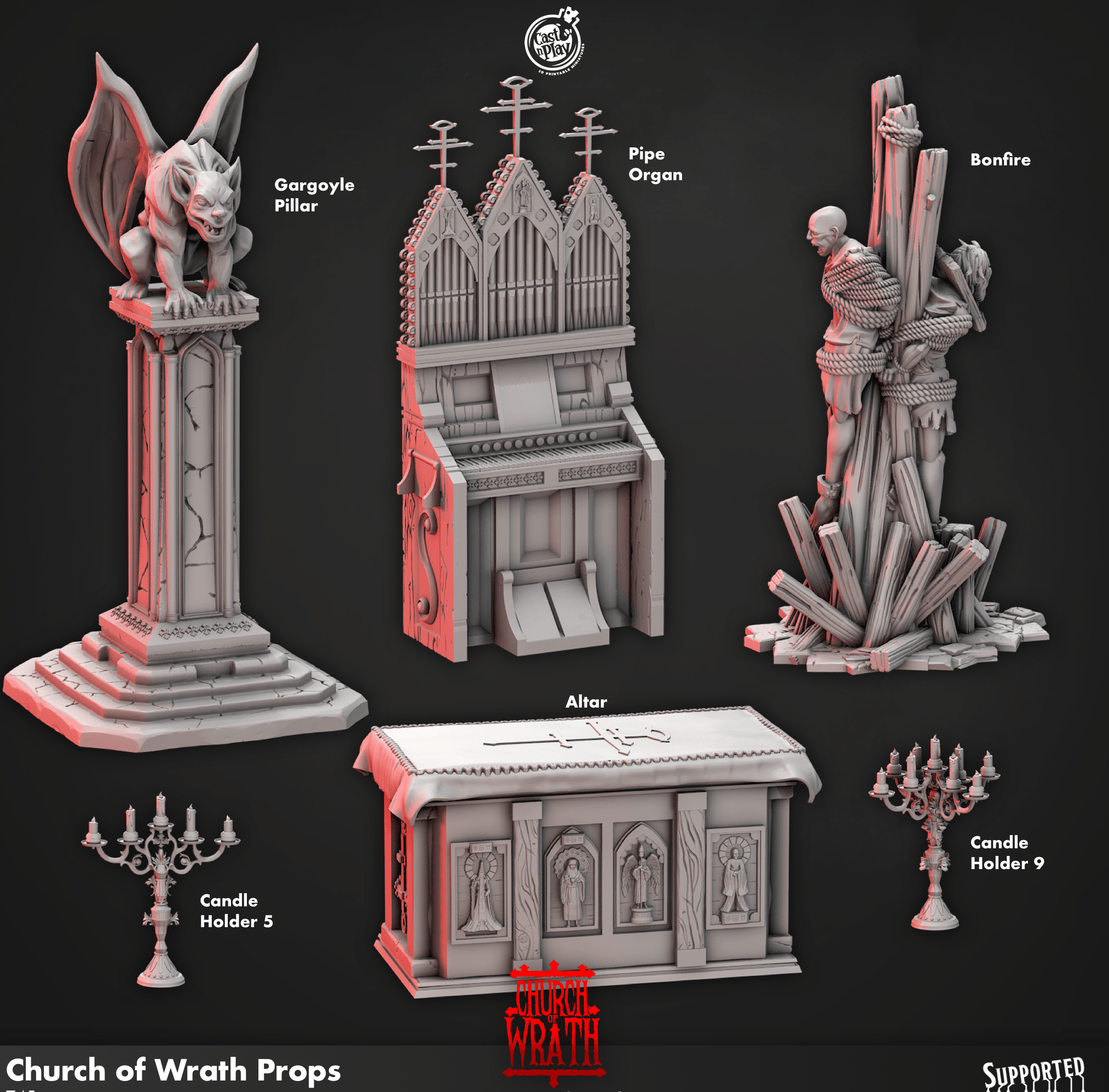 3D Printed Cast n Play Church of Wrath Props Church of Wrath 28mm 32mm D&D (Online Only)