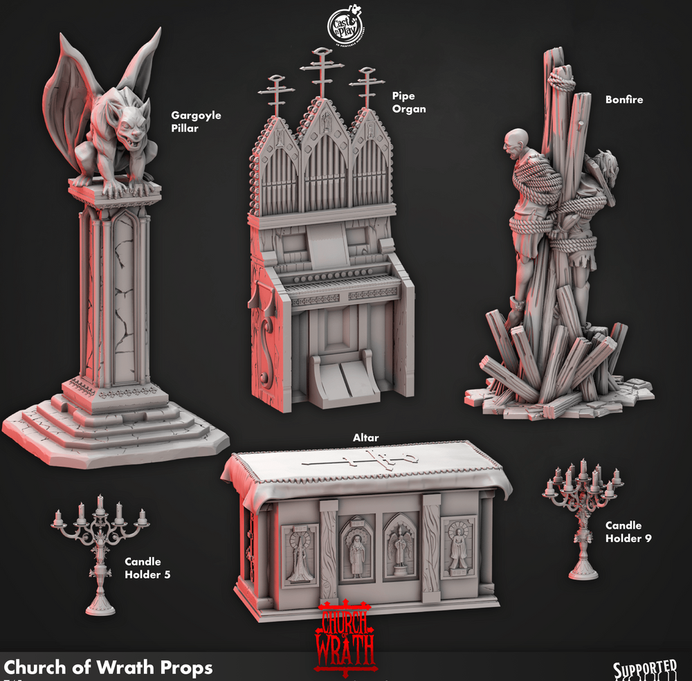 3D Printed Cast n Play Church of Wrath Props Church of Wrath 28mm 32mm D&D (Online Only)
