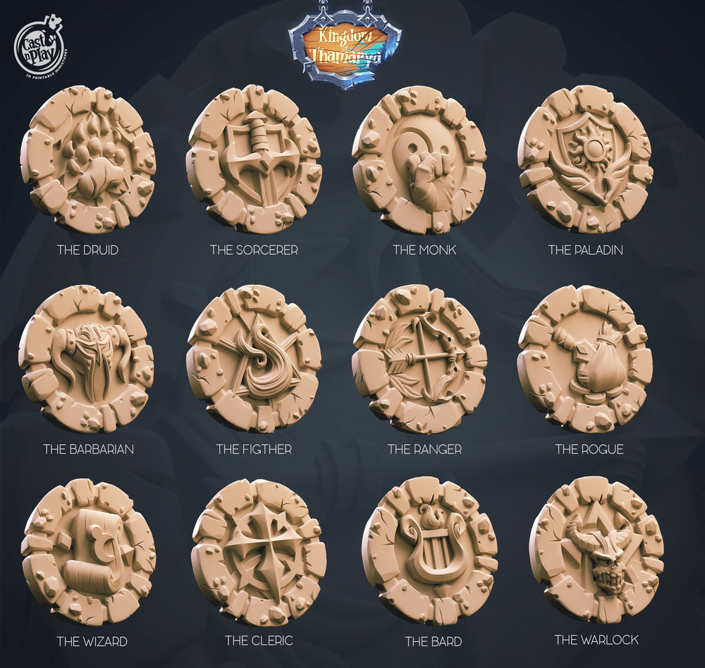 3D Printed Cast n Play Class Tokens 28mm 32mm D&D (Online Only)