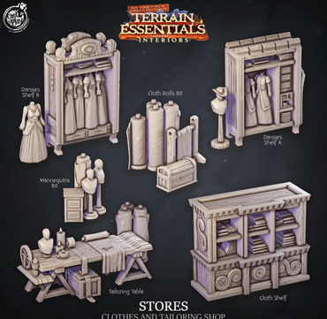 3D Printed Cast n Play Clothing And Tailoring Shop Terrain Essentials 28mm 32mm D&D (Online Only)