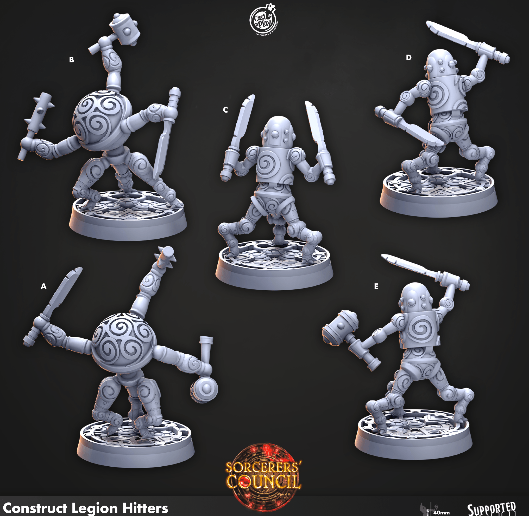 3D Printed Cast n Play Construct Legion Hitters Sorcerers Council 28mm 32mm D&D (Online Only)