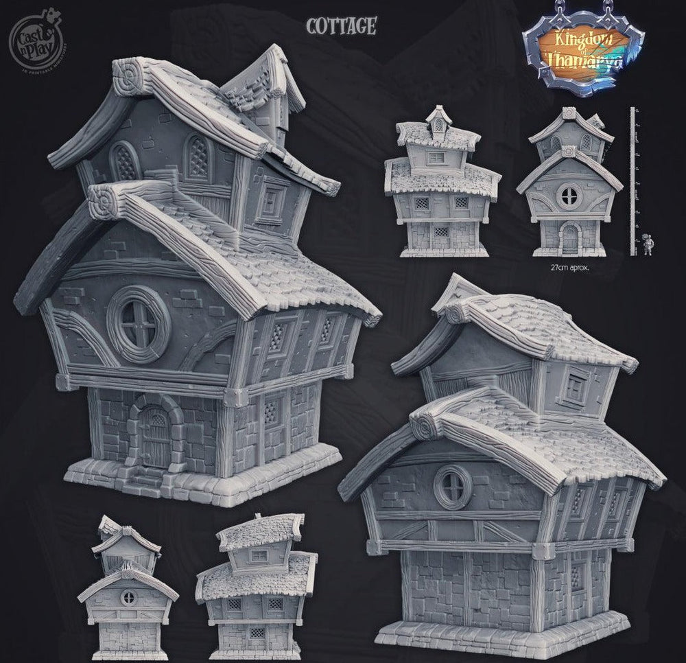 3D Printed Cast n Play Cottage Small Medival House Thamarya 28mm 32mm D&D (Online Only)