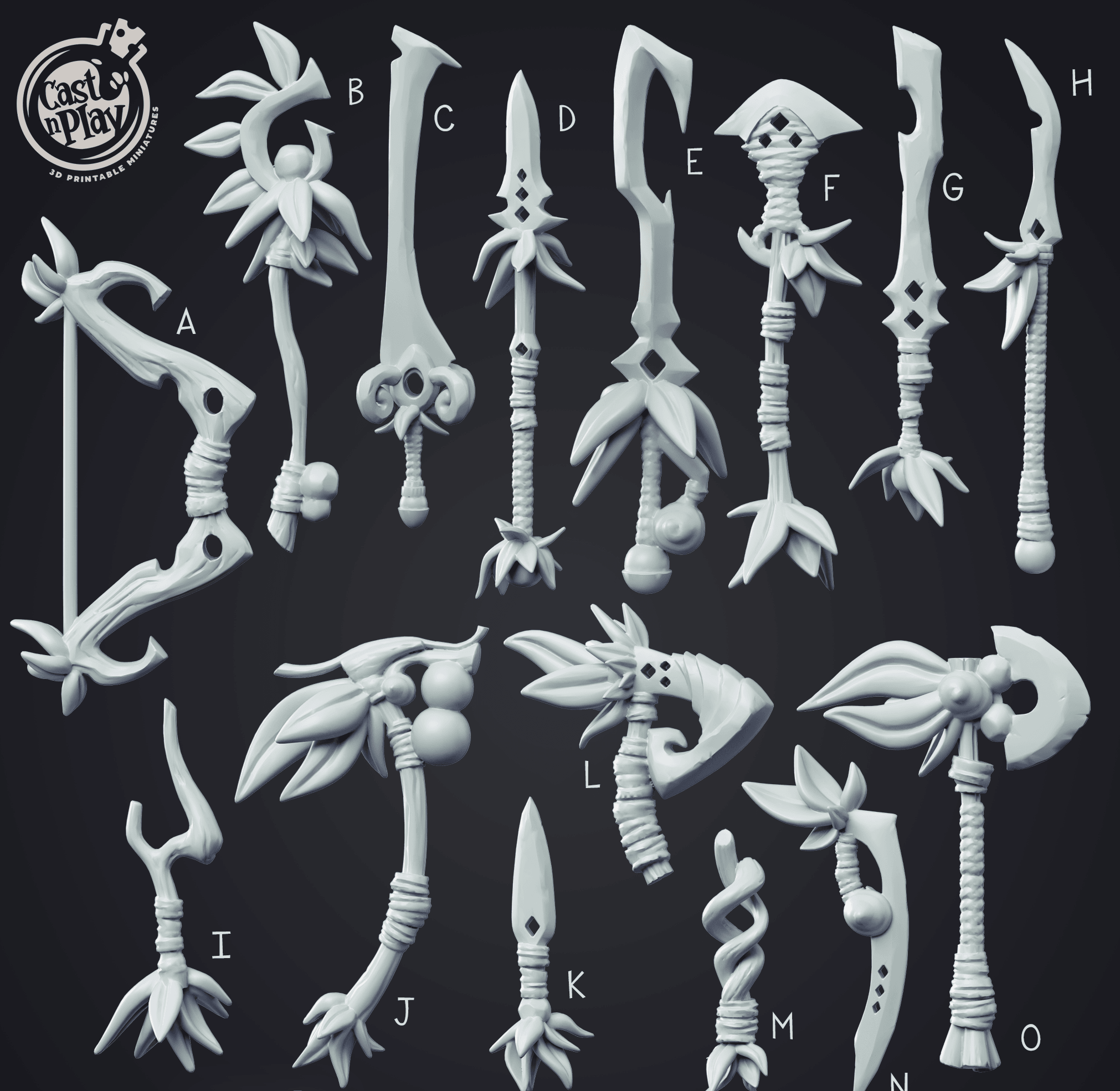 3D Printed Cast n Play Creature Weapons Set 28mm 32mm D&D (Online Only)