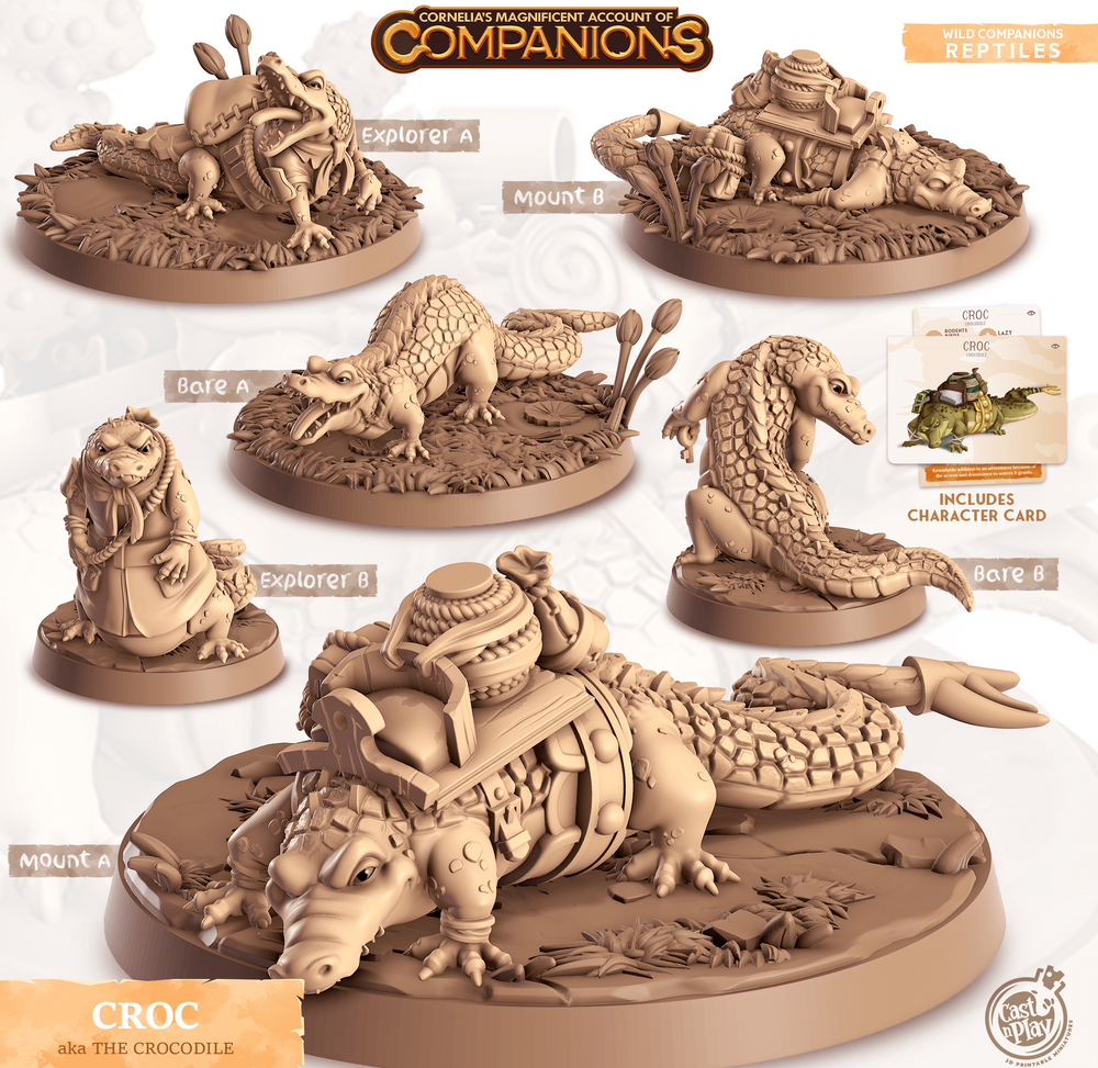 3D Printed Cast n Play Croc - The Crocodile Companions 28mm 32mm D&D (Online Only)