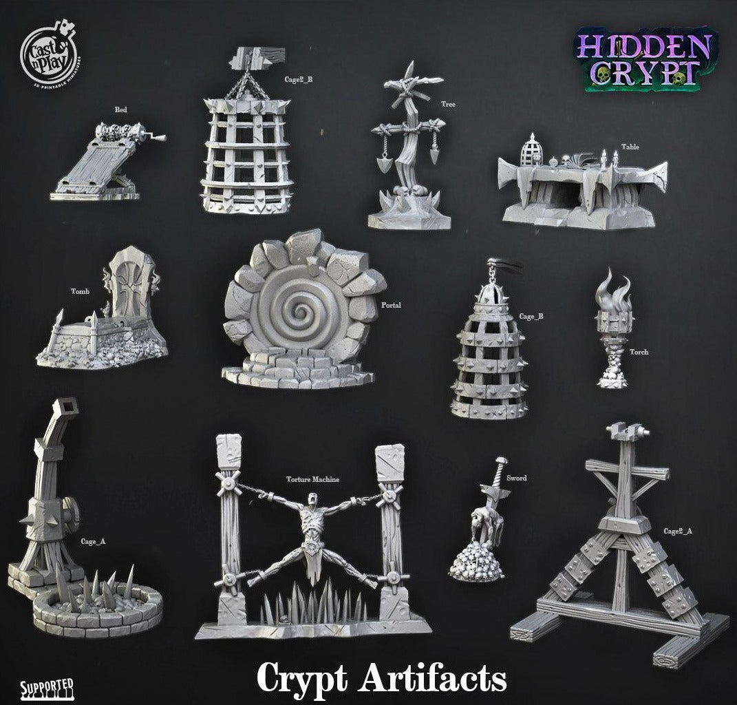 3D Printed Cast n Play Crypt Artifacts Torture Devices 28mm 32mm D&D (Online Only)