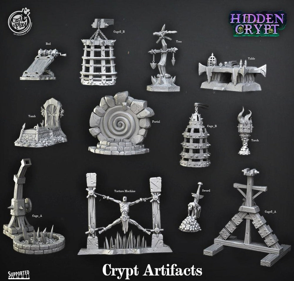 3D Printed Cast n Play Crypt Artifacts Torture Devices 28mm 32mm D&D (Online Only)