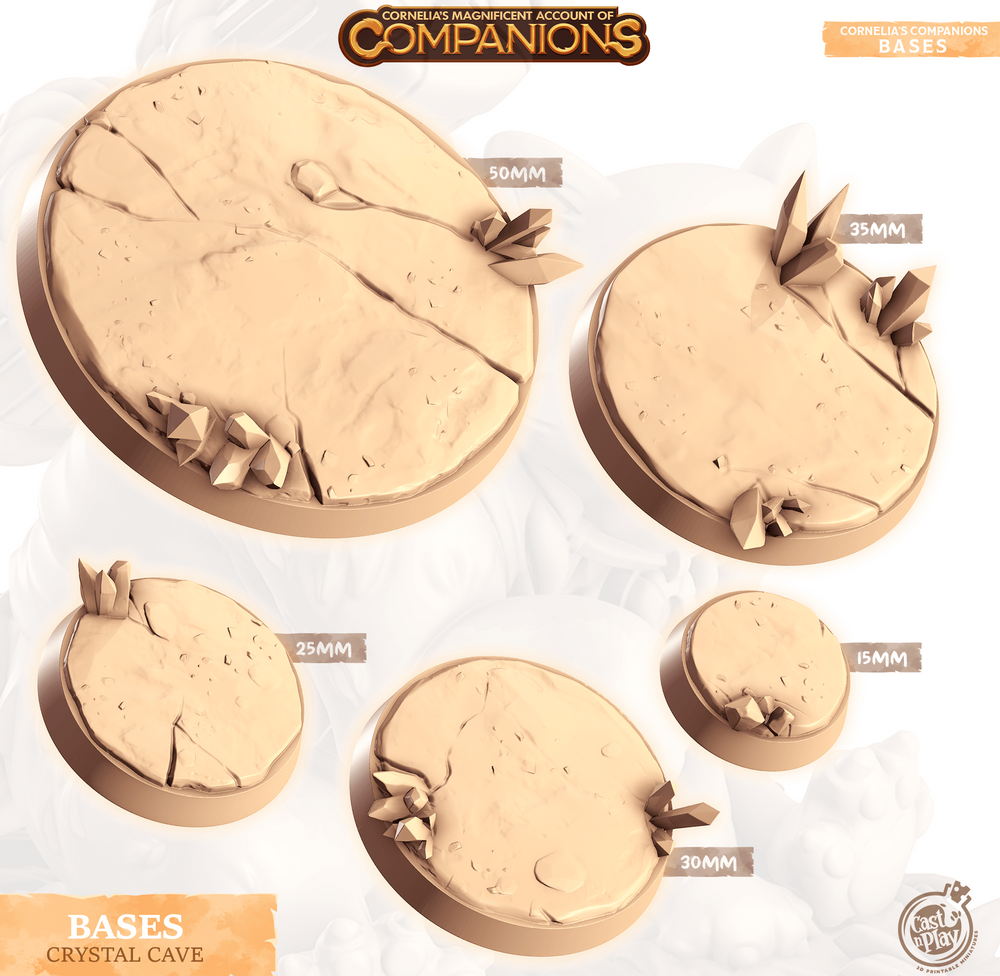 3D Printed Cast n Play Crystal Cave Bases Companion's Bases - Master Pack Companions 28mm 32mm D&D (Online Only)