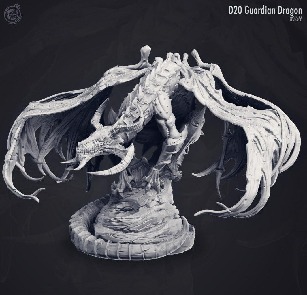 3D Printed Cast n Play D20 Guardian Black Dragon 28mm 32mm D&D (Online Only)