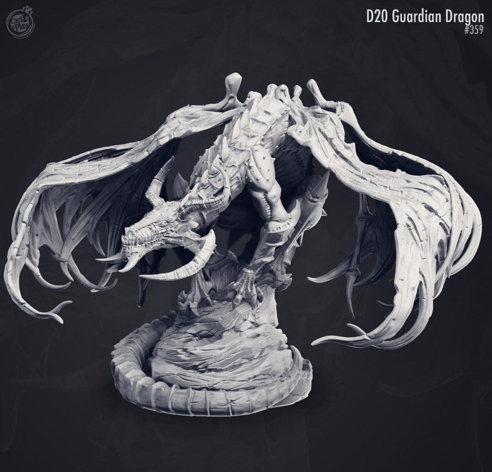 3D Printed Cast n Play D20 Guardian Black Dragon 28mm 32mm D&D (Online Only)