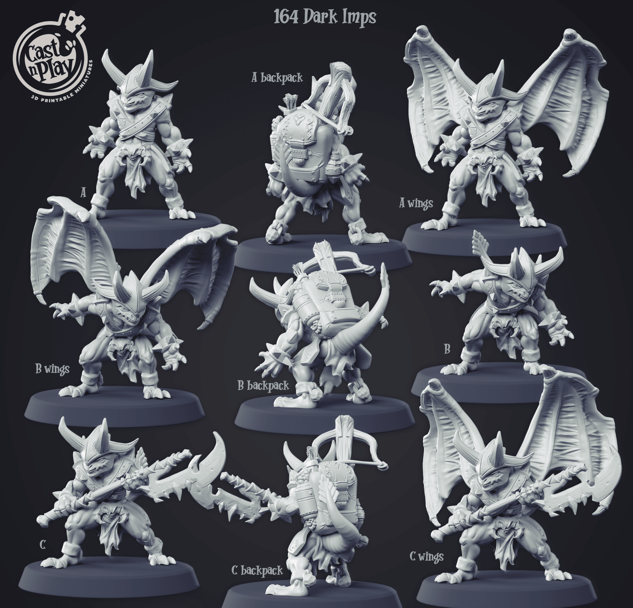 3D Printed Cast n Play Dark Imps 28mm 32mm D&D (Online Only)