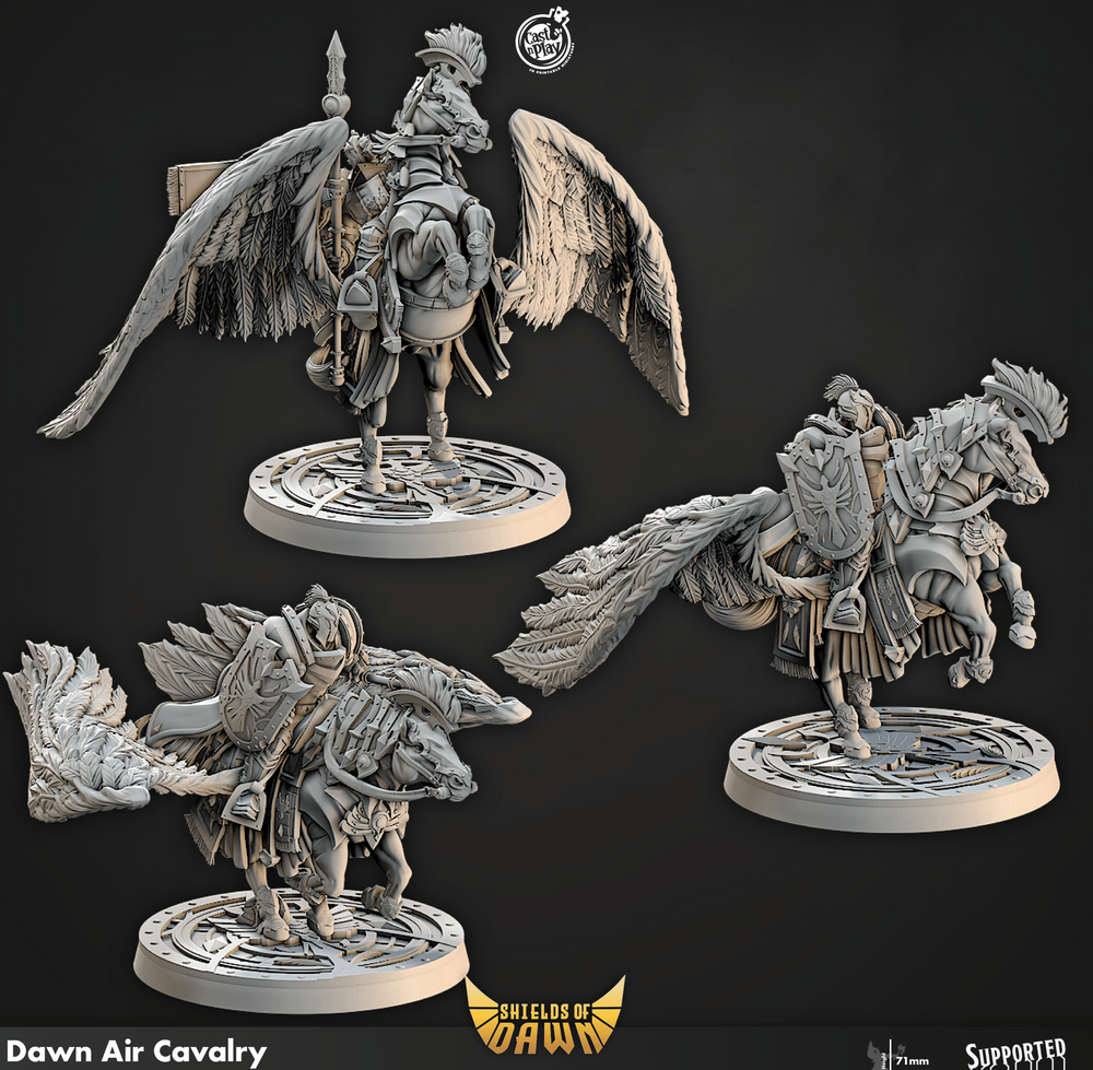 3D Printed Cast n Play Dawn Air Cavalry Shields of Dawn 28mm 32mm D&D (Online Only)