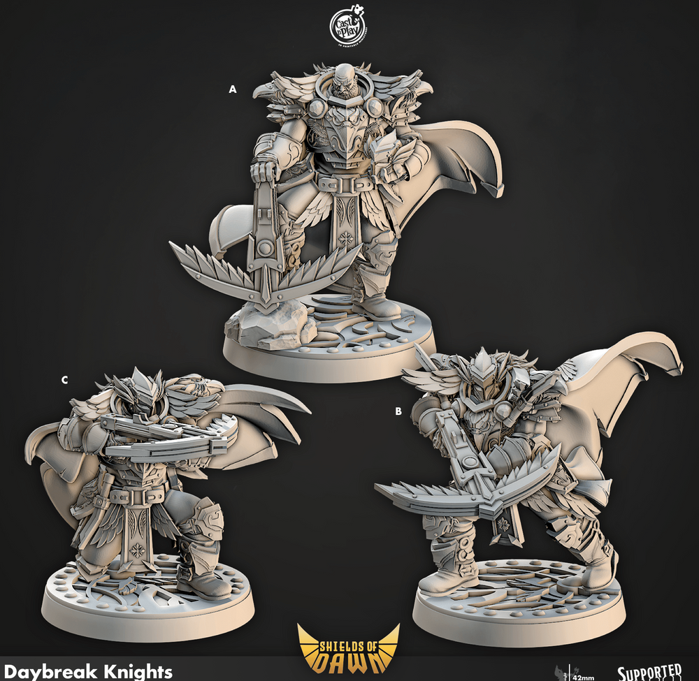 3D Printed Cast n Play Daybreak Knights Shields of Dawn 28mm 32mm D&D (Online Only)