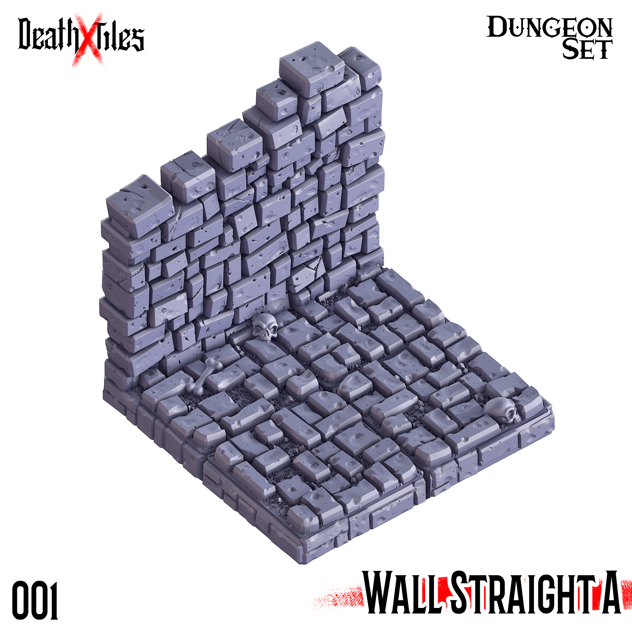 3D Printed Cast n Play Death x Tiles - Straight Walls Set 28mm 32mm D&D (Online Only)