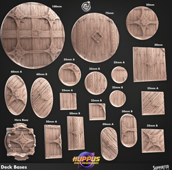 3D Printed Cast n Play Deck Bases Huppus, Space Mercenaries Set 28mm 32mm D&D (Online Only)