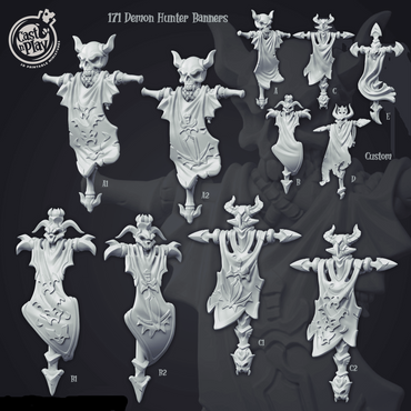 3D Printed Cast n Play Demon Hunter Banners 28mm 32mm D&D (Online Only)