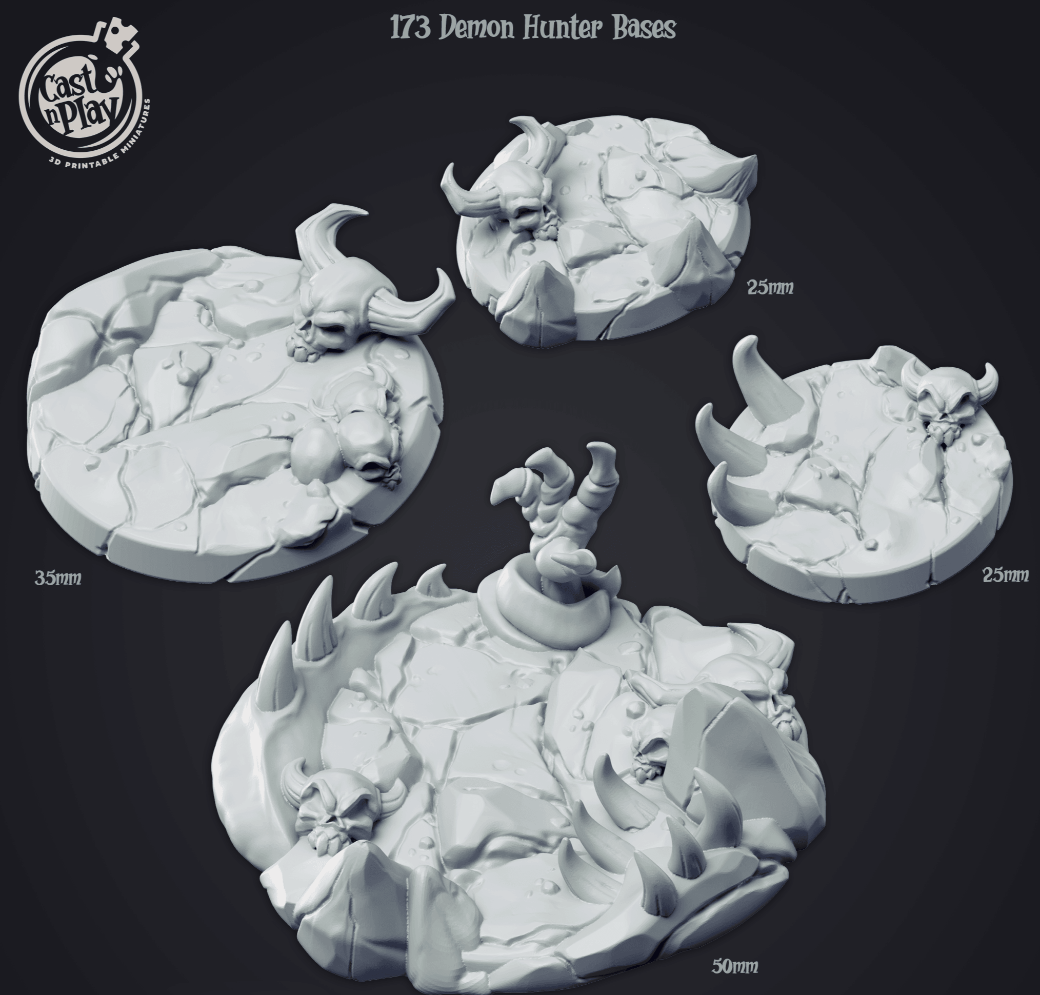 3D Printed Cast n Play Demon Hunter Bases 28mm 32mm D&D (Online Only)