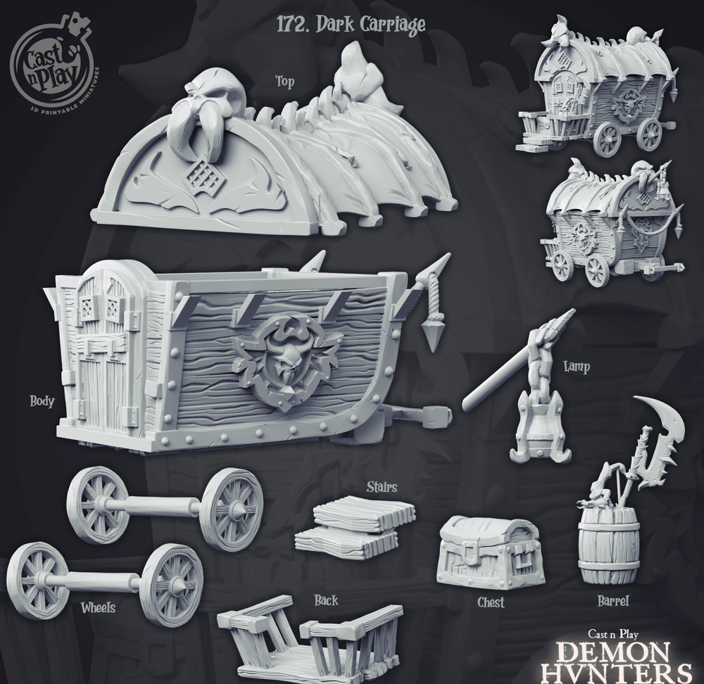 3D Printed Cast n Play Demon Hunters Carriage 28mm 32mm D&D (Online Only)