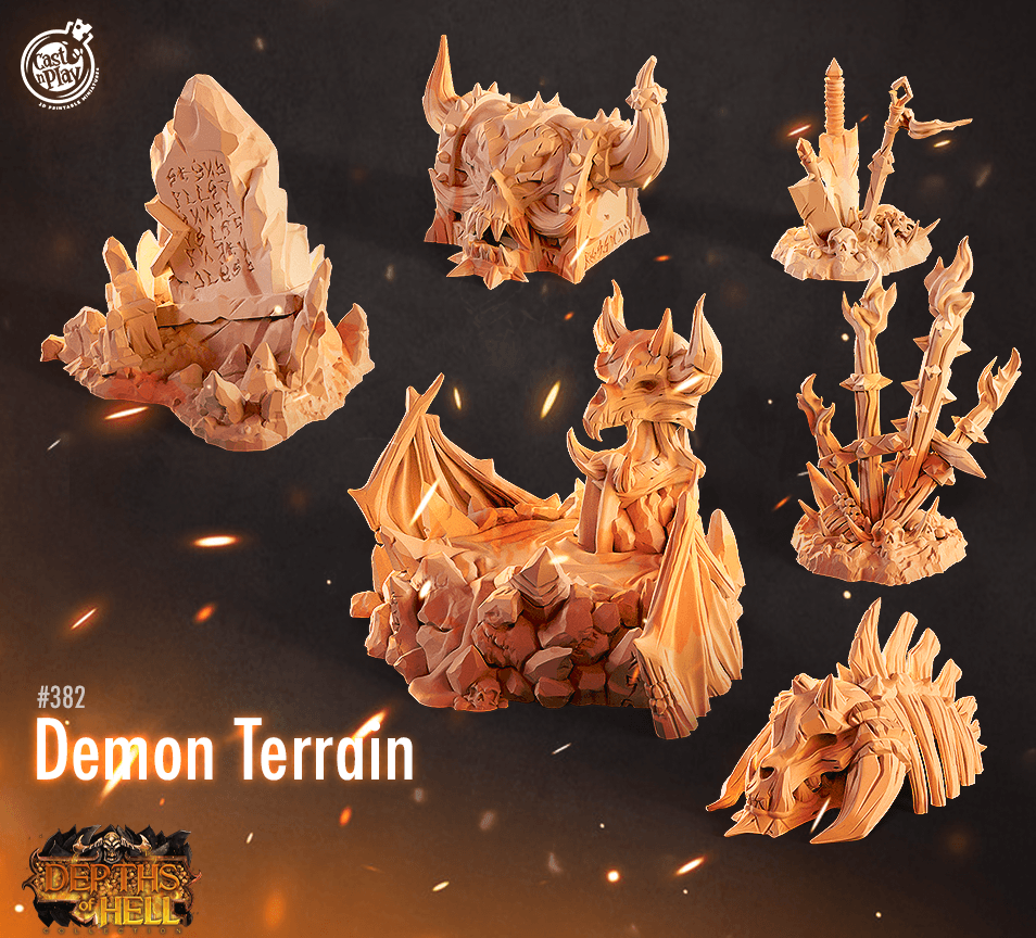 3D Printed Cast n Play Demon Terrain Set Depths of Hell 28mm 32mm D&D (Online Only)