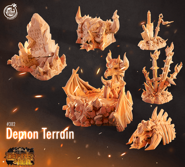 3D Printed Cast n Play Demon Terrain Set Depths of Hell 28mm 32mm D&D (Online Only)