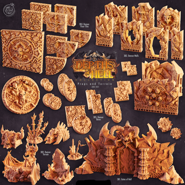 3D Printed Cast n Play Demonic Bases Depths of Hell Set 28mm 32mm D&D (Online Only)