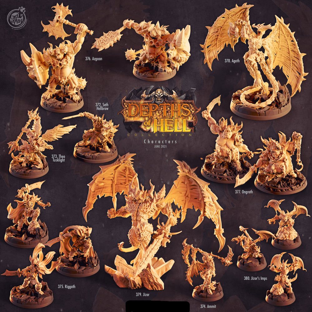 3D Printed Cast n Play Demonic Bases Depths of Hell Set 28mm 32mm D&D (Online Only)