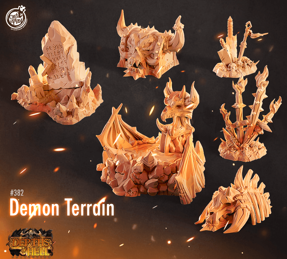 3D Printed Cast n Play Depths of Hell - Demon Terrain Set 28mm 32mm D&D (Online Only)
